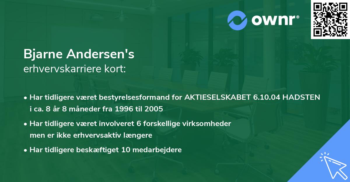 Bjarne Andersen's erhvervskarriere kort