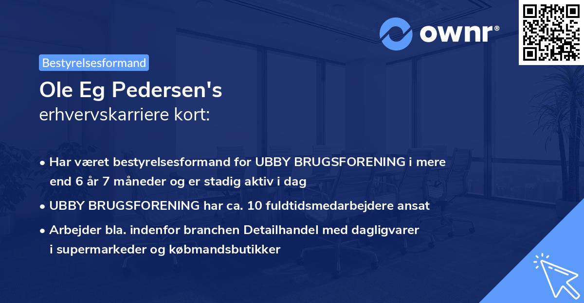 Ole Eg Pedersen's erhvervskarriere kort
