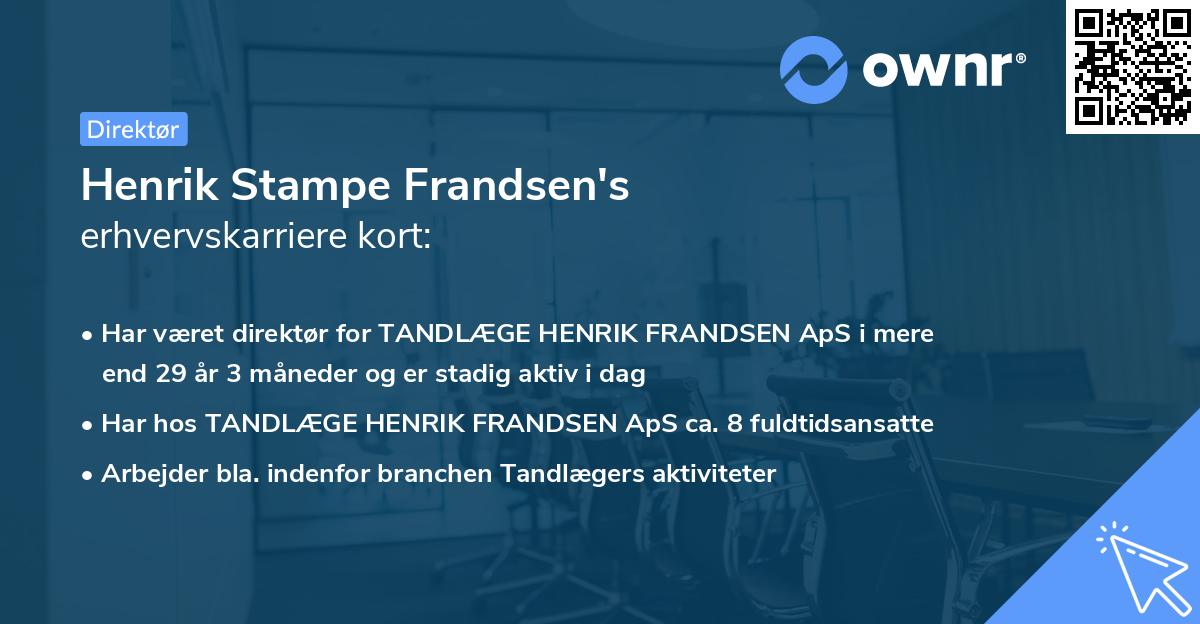 Henrik Stampe Frandsen's erhvervskarriere kort