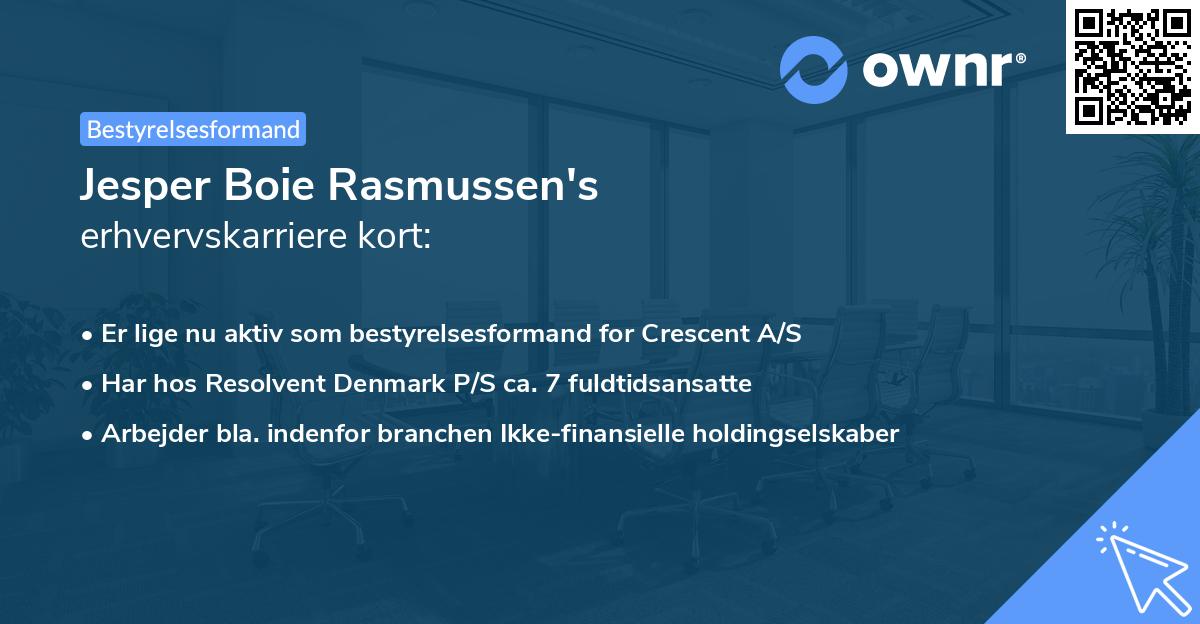 Jesper Boie Rasmussen's erhvervskarriere kort