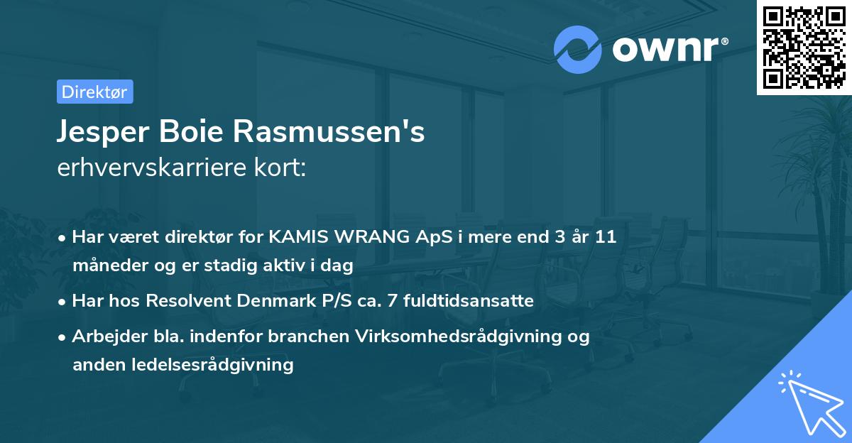 Jesper Boie Rasmussen's erhvervskarriere kort