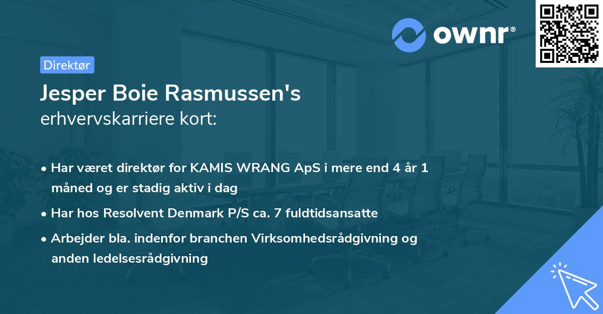 Jesper Boie Rasmussen's erhvervskarriere kort