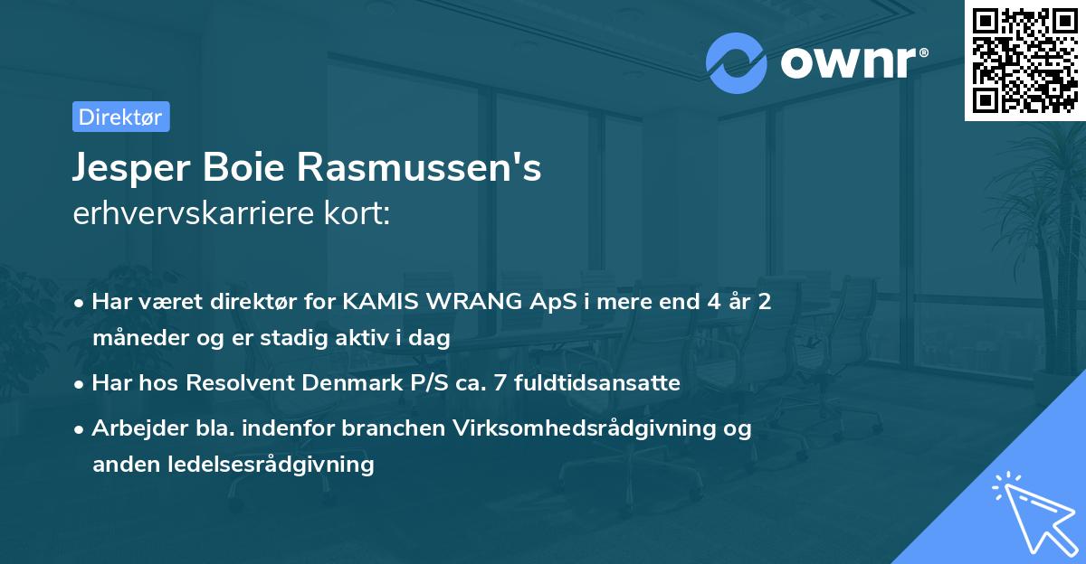 Jesper Boie Rasmussen's erhvervskarriere kort