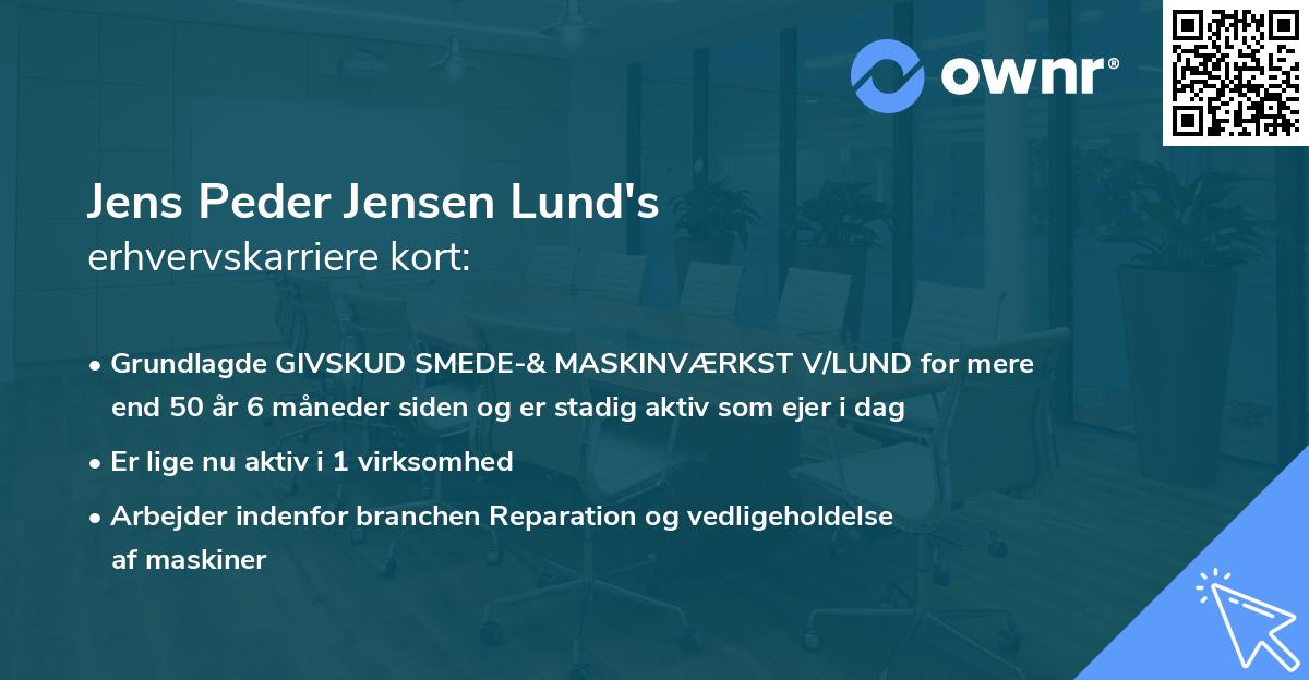 Jens Peder Jensen Lund's erhvervskarriere kort