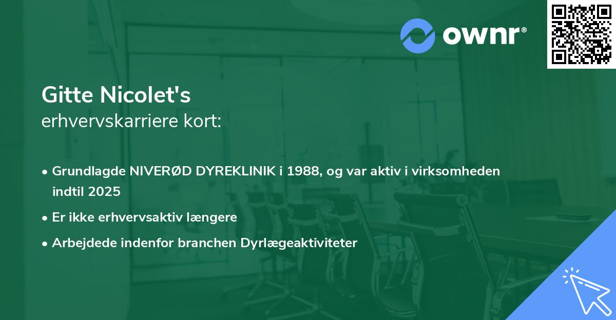 Gitte Nicolet's erhvervskarriere kort