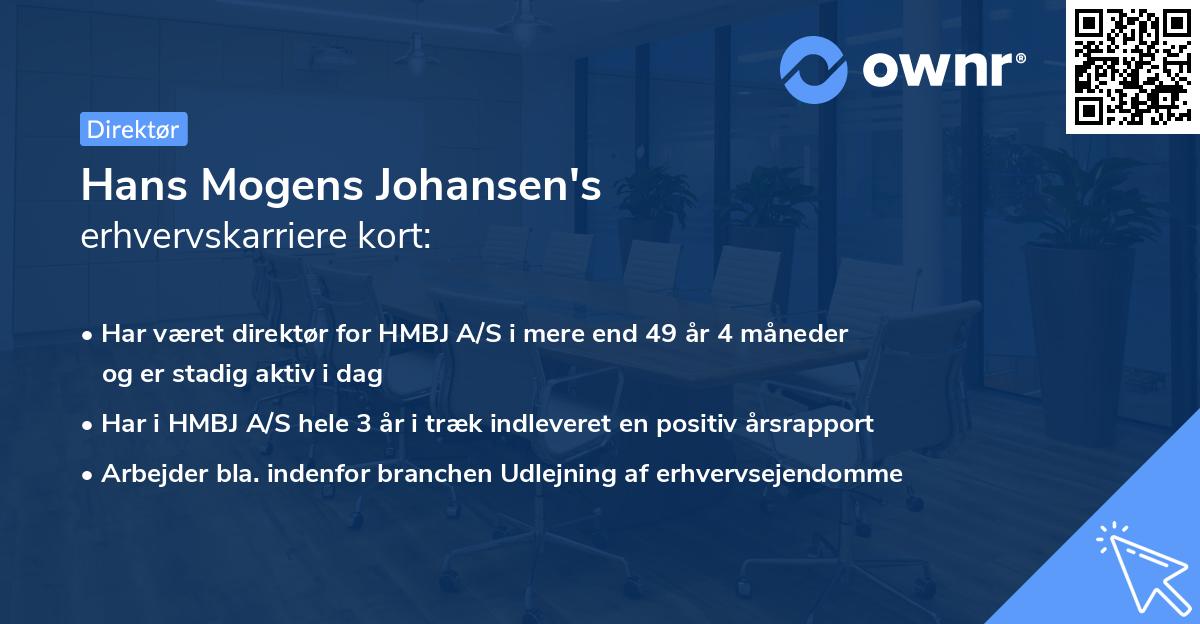 Hans Mogens Johansen's erhvervskarriere kort