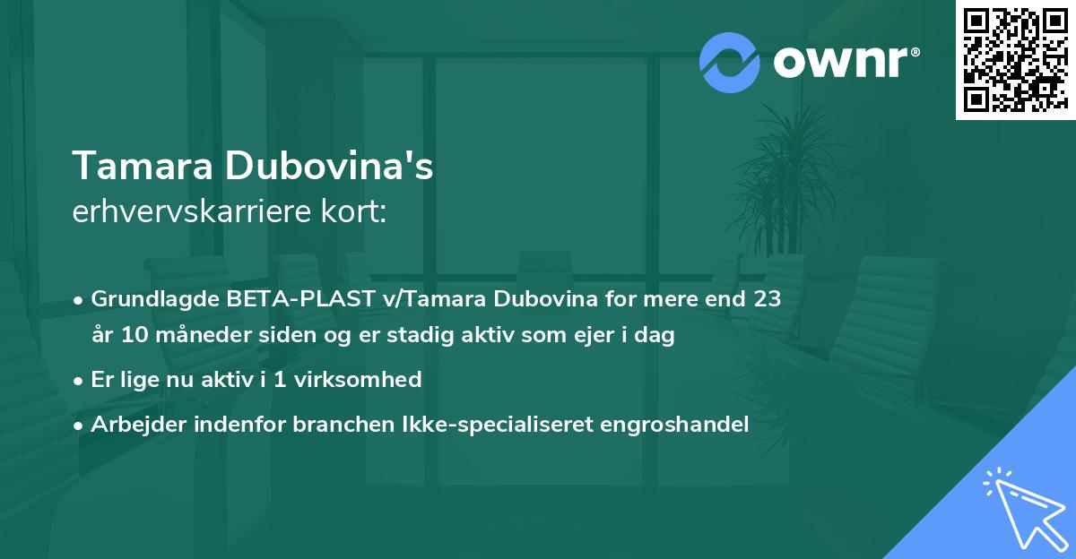 Tamara Dubovina's erhvervskarriere kort