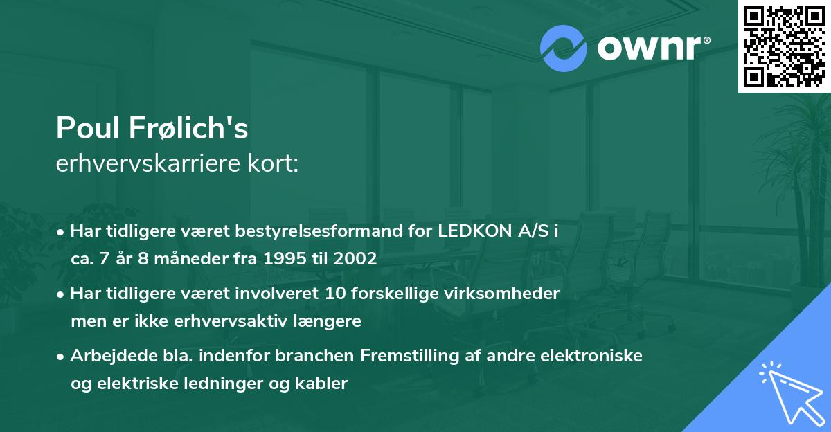Poul Frølich's erhvervskarriere kort