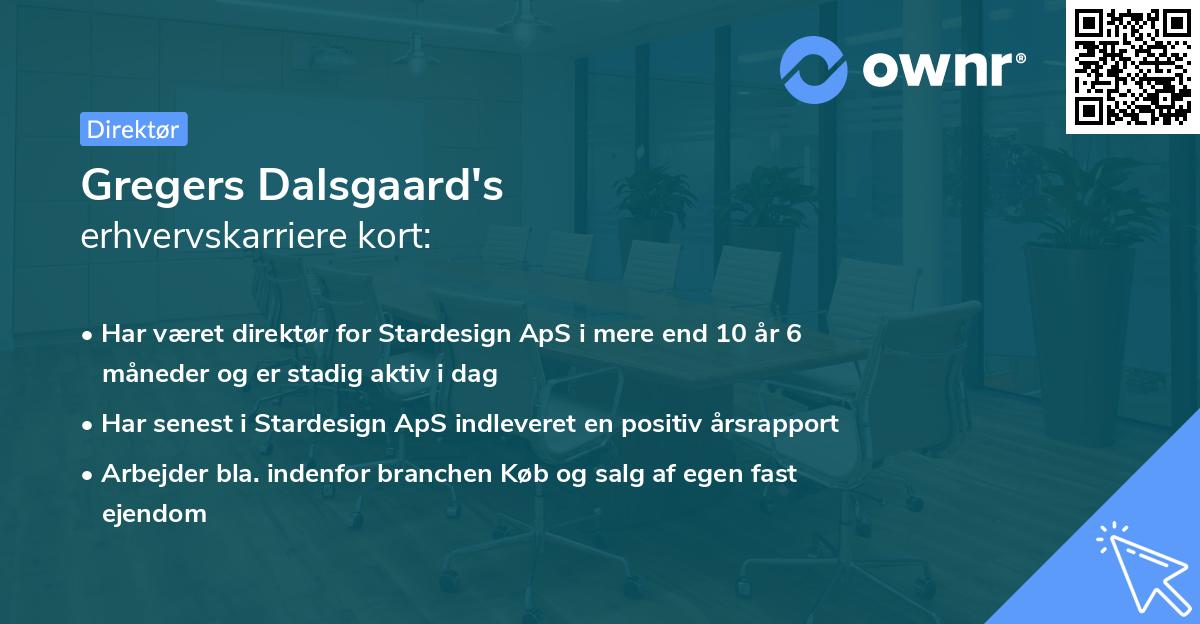 Gregers Dalsgaard's erhvervskarriere kort