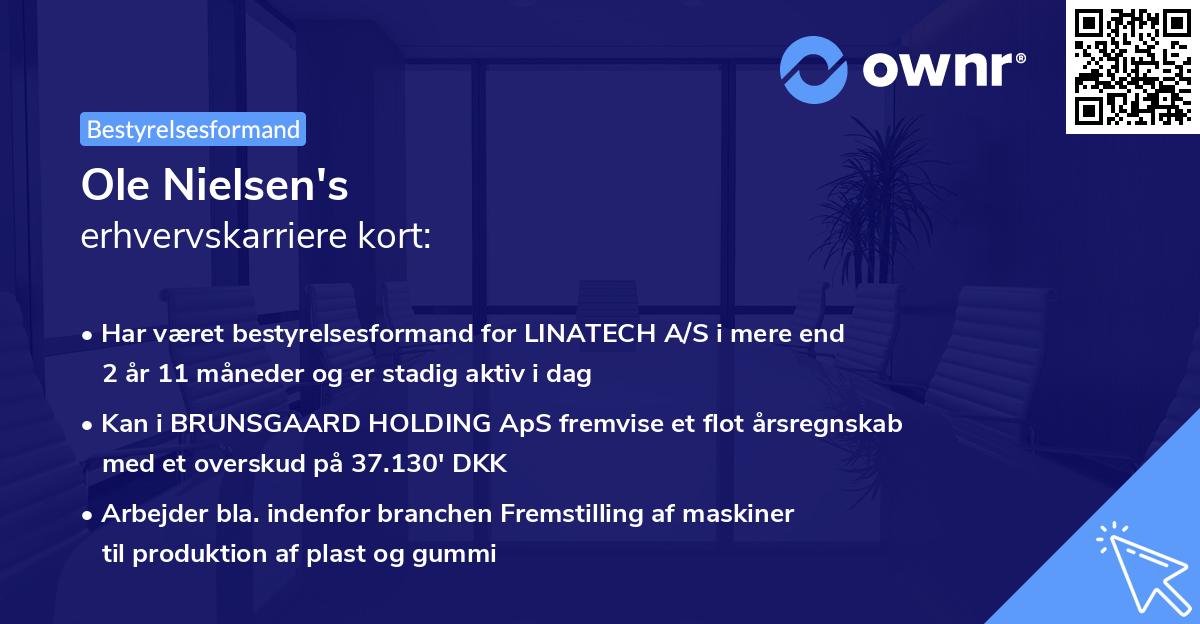 Ole Nielsen's erhvervskarriere kort