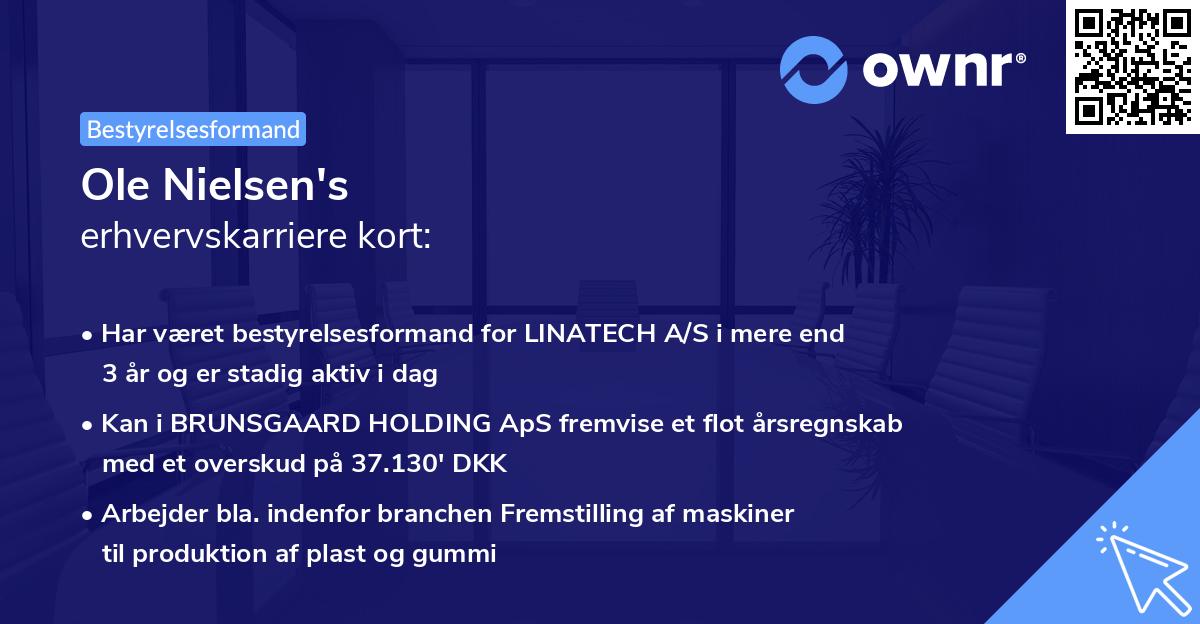 Ole Nielsen's erhvervskarriere kort