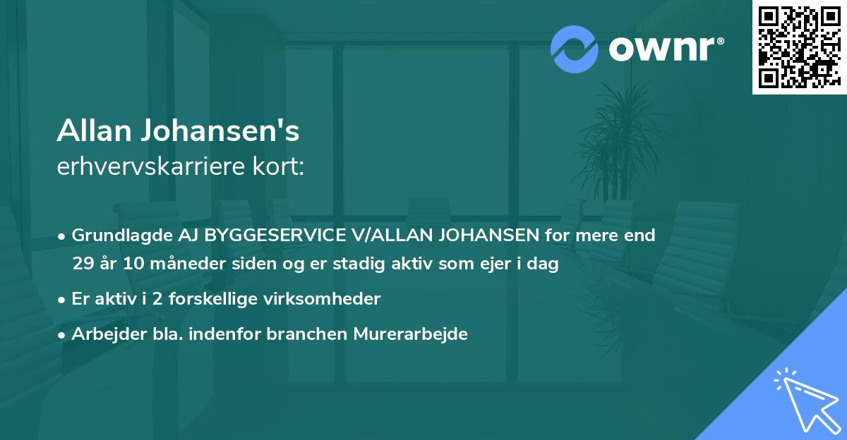 Allan Johansen's erhvervskarriere kort