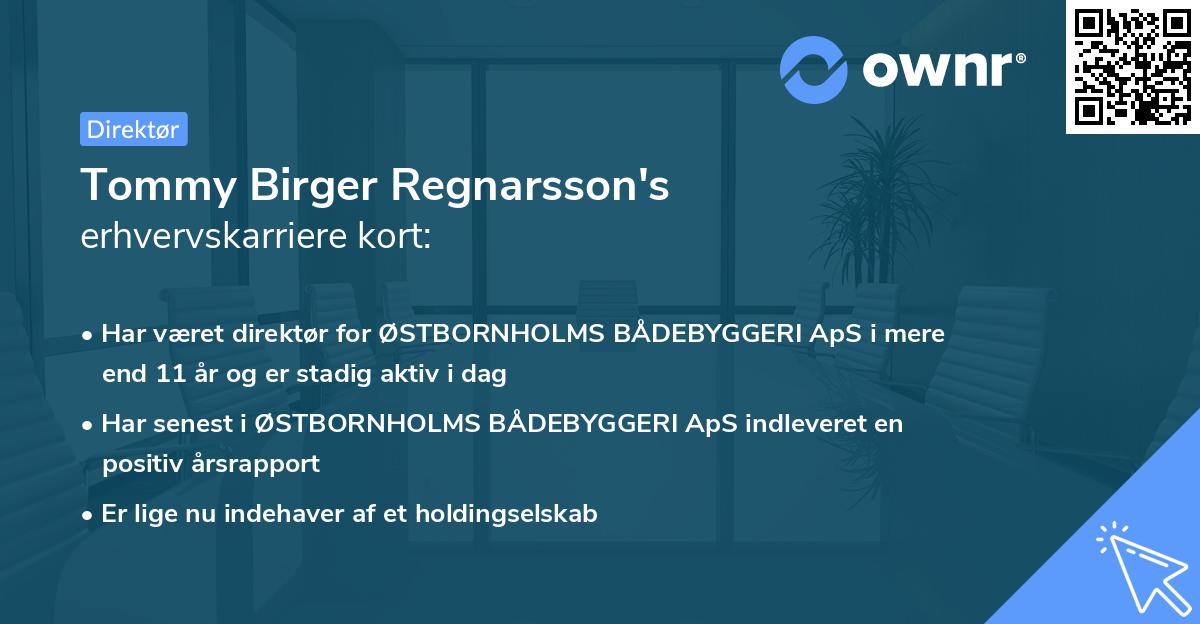Tommy Birger Regnarsson's erhvervskarriere kort