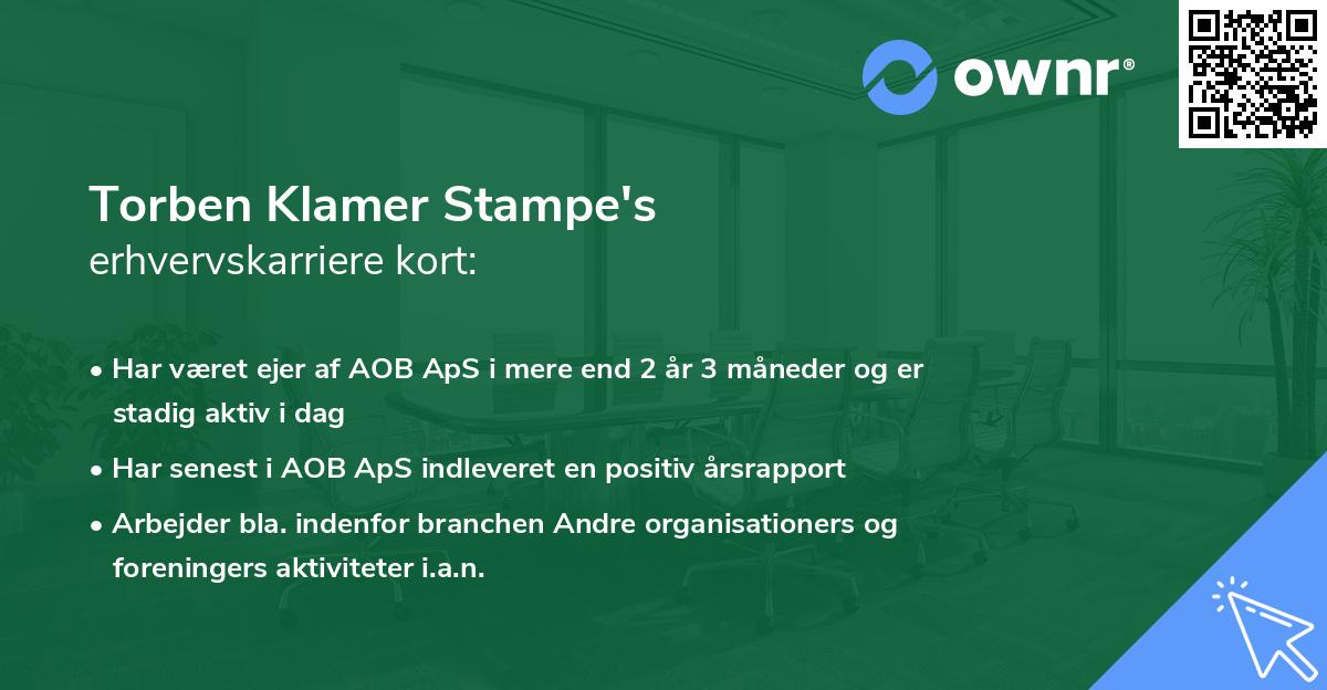 Torben Klamer Stampe's erhvervskarriere kort