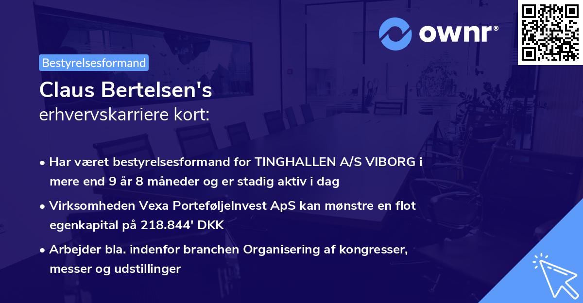 Claus Bertelsen's erhvervskarriere kort