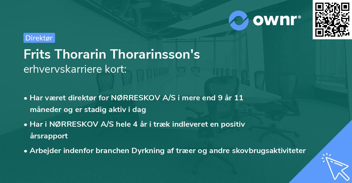 Frits Thorarin Thorarinsson's erhvervskarriere kort