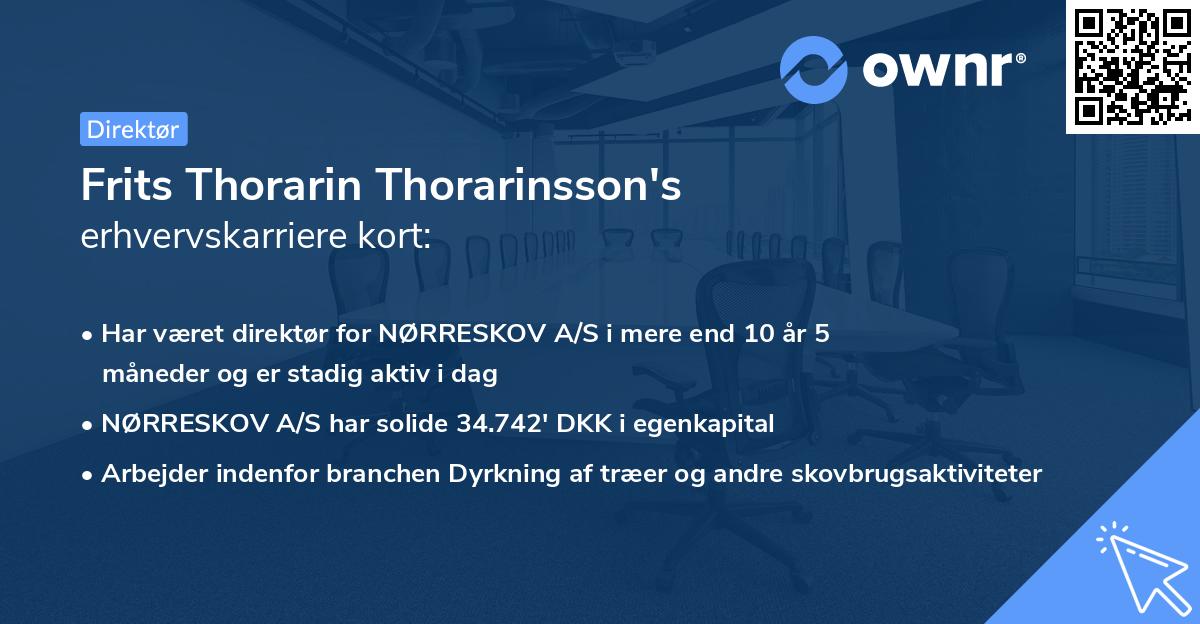 Frits Thorarin Thorarinsson's erhvervskarriere kort