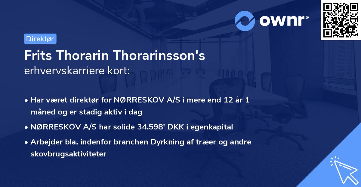 Frits Thorarin Thorarinsson's erhvervskarriere kort