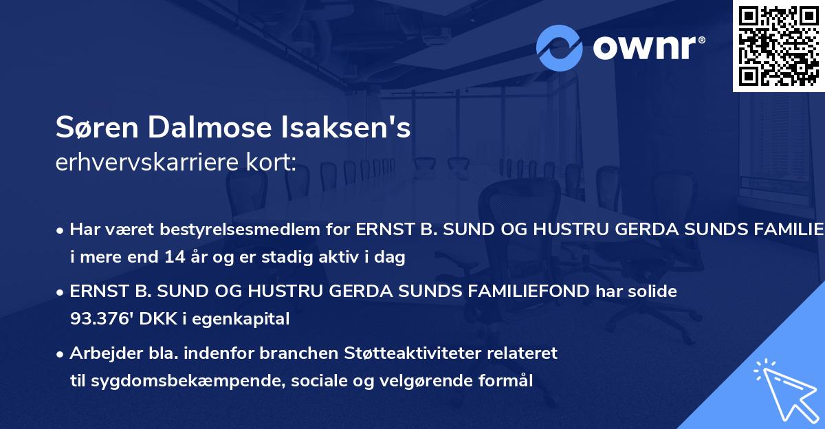 Søren Dalmose Isaksen's erhvervskarriere kort