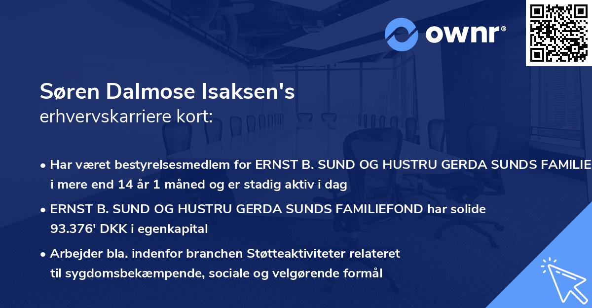 Søren Dalmose Isaksen's erhvervskarriere kort