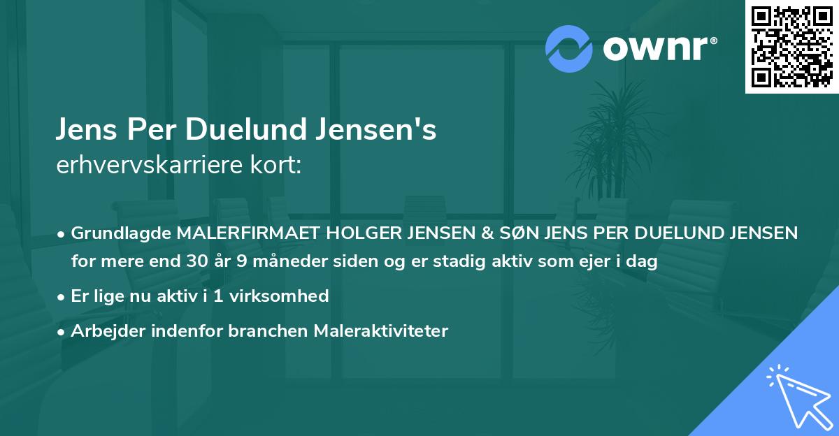 Jens Per Duelund Jensen's erhvervskarriere kort