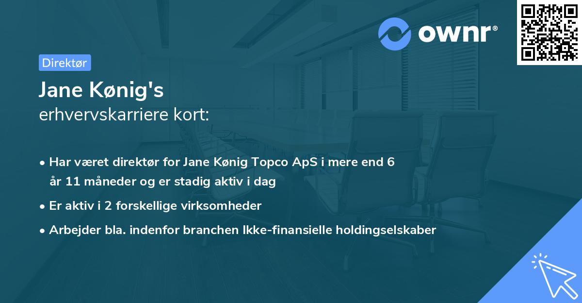 Jane Kønig's erhvervskarriere kort