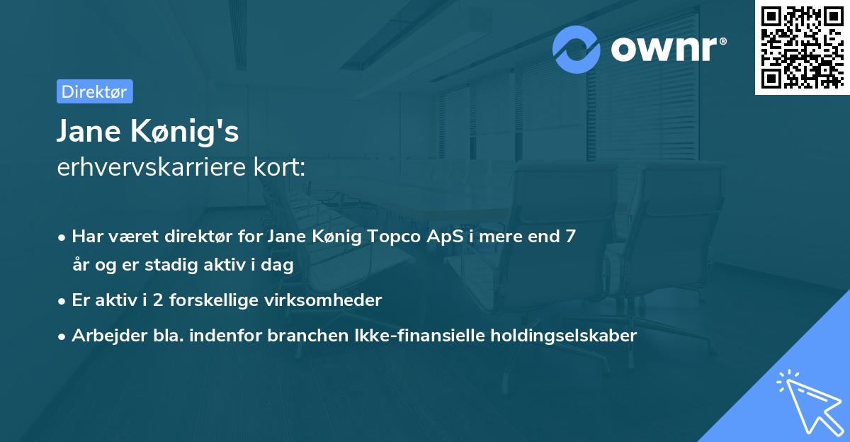 Jane Kønig's erhvervskarriere kort