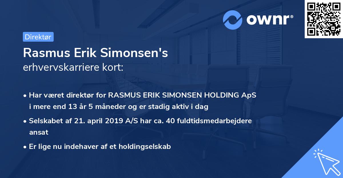 Rasmus Erik Simonsen's erhvervskarriere kort