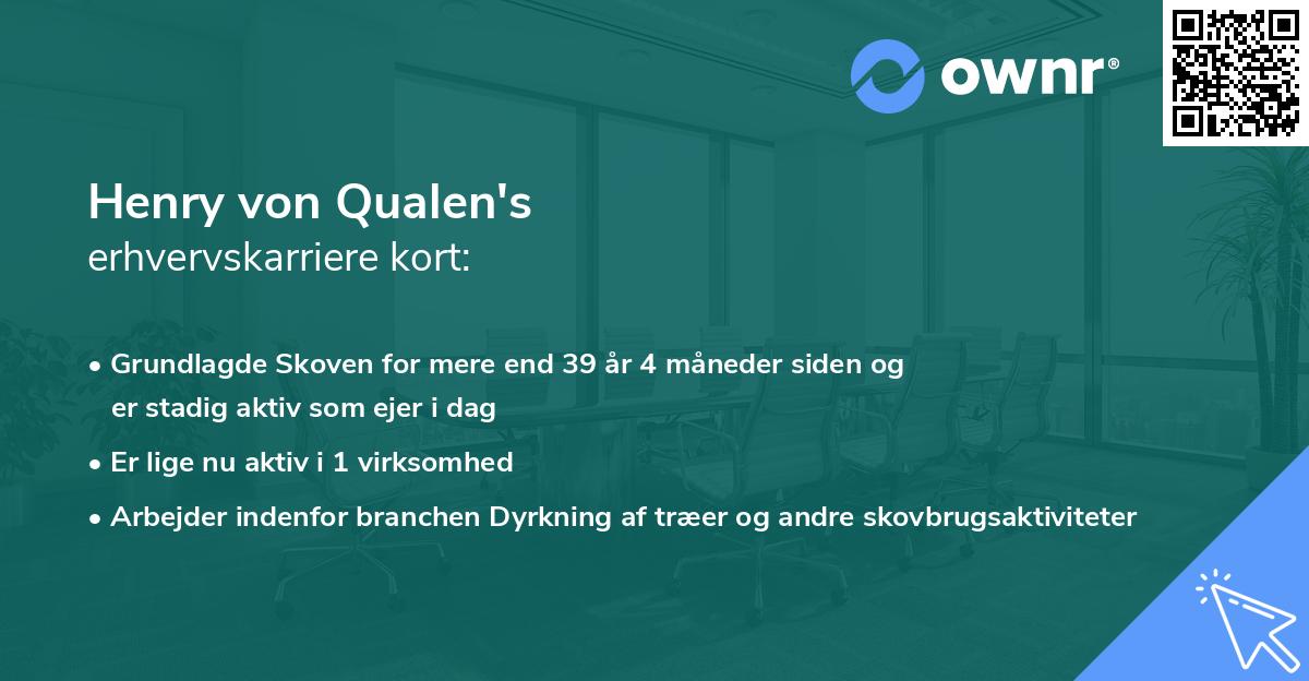 Henry von Qualen's erhvervskarriere kort