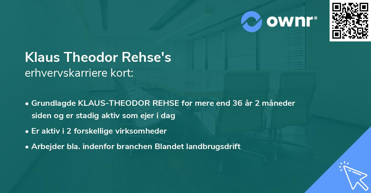 Klaus Theodor Rehse's erhvervskarriere kort