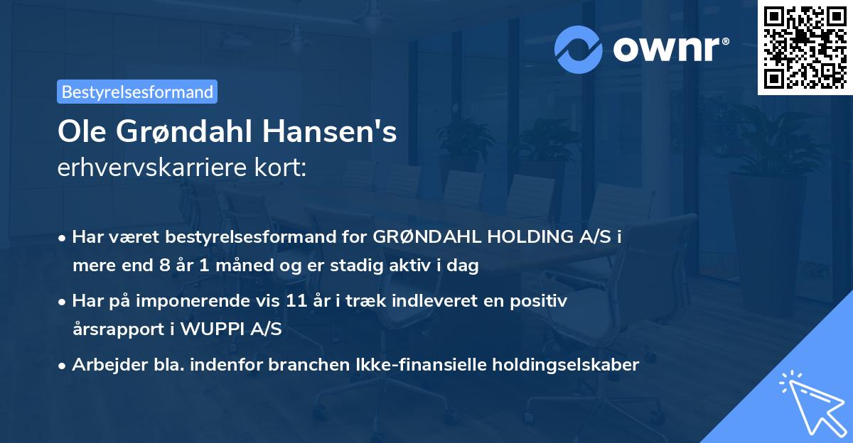 Ole Grøndahl Hansen's erhvervskarriere kort