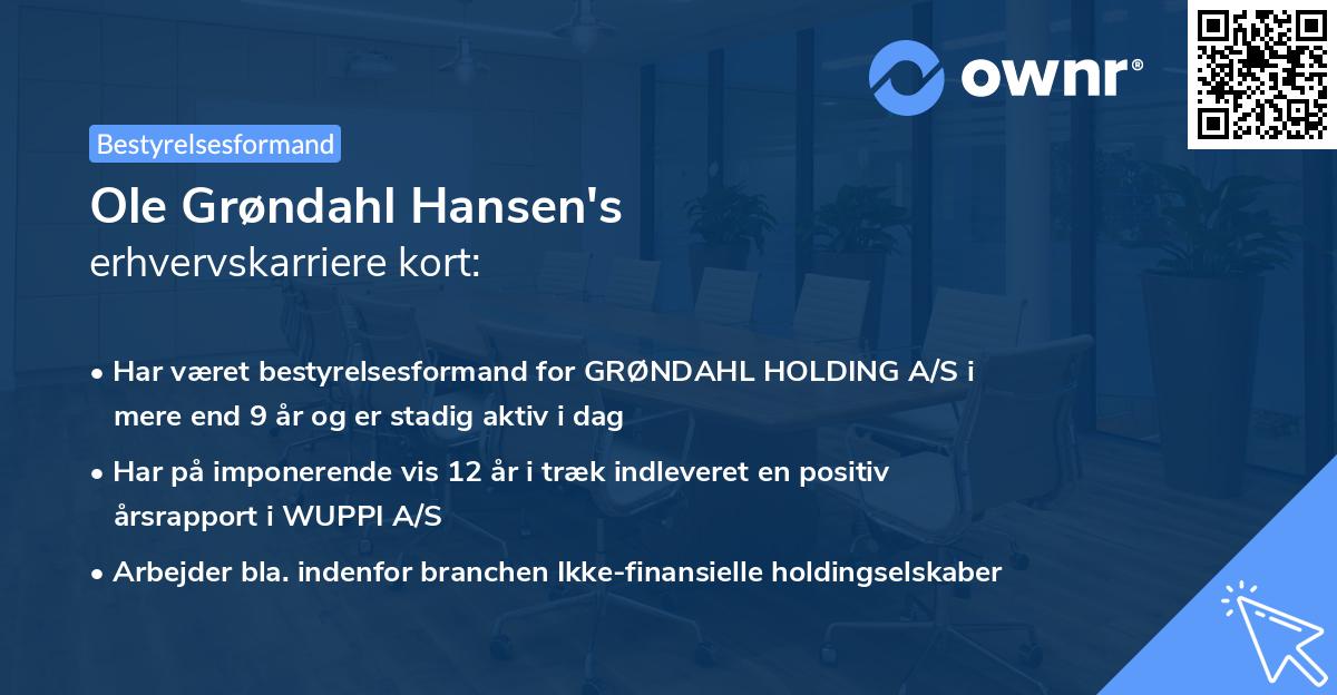 Ole Grøndahl Hansen's erhvervskarriere kort