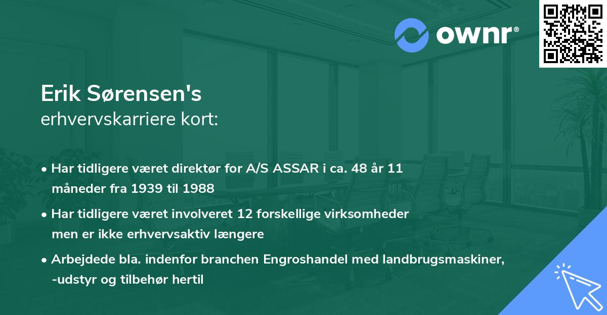 Erik Sørensen's erhvervskarriere kort