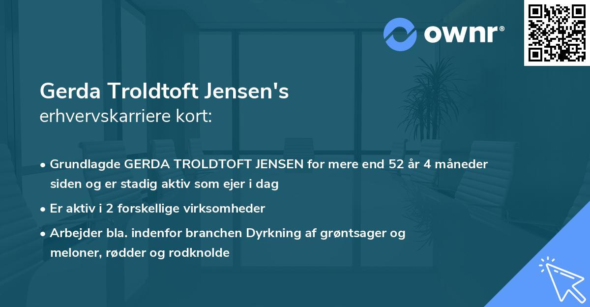 Gerda Troldtoft Jensen's erhvervskarriere kort