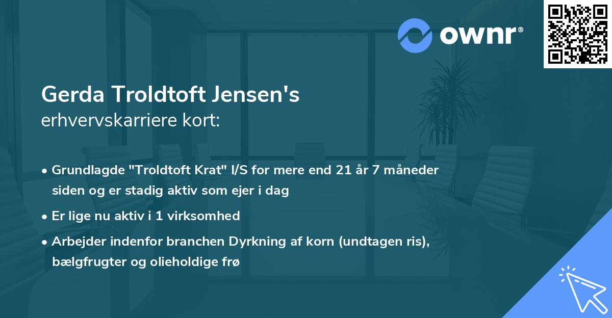 Gerda Troldtoft Jensen's erhvervskarriere kort