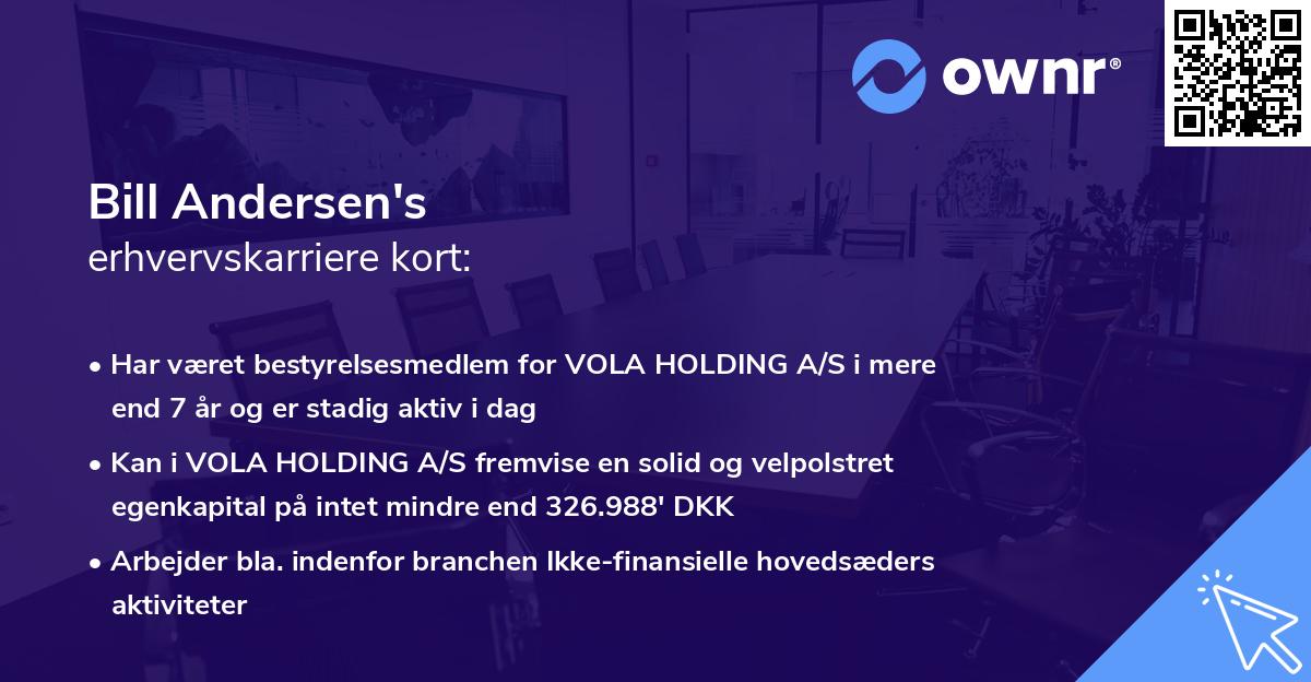 Bill Andersen's erhvervskarriere kort