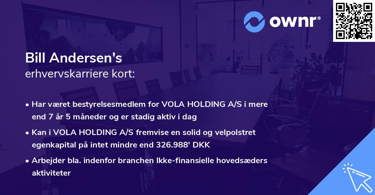 Bill Andersen's erhvervskarriere kort