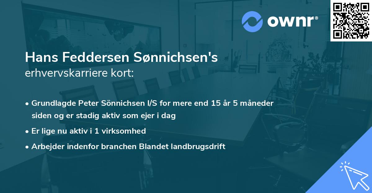 Hans Feddersen Sønnichsen's erhvervskarriere kort