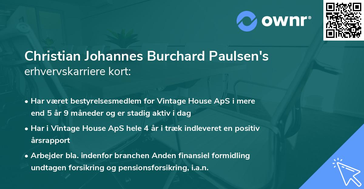 Christian Johannes Burchard Paulsen's erhvervskarriere kort