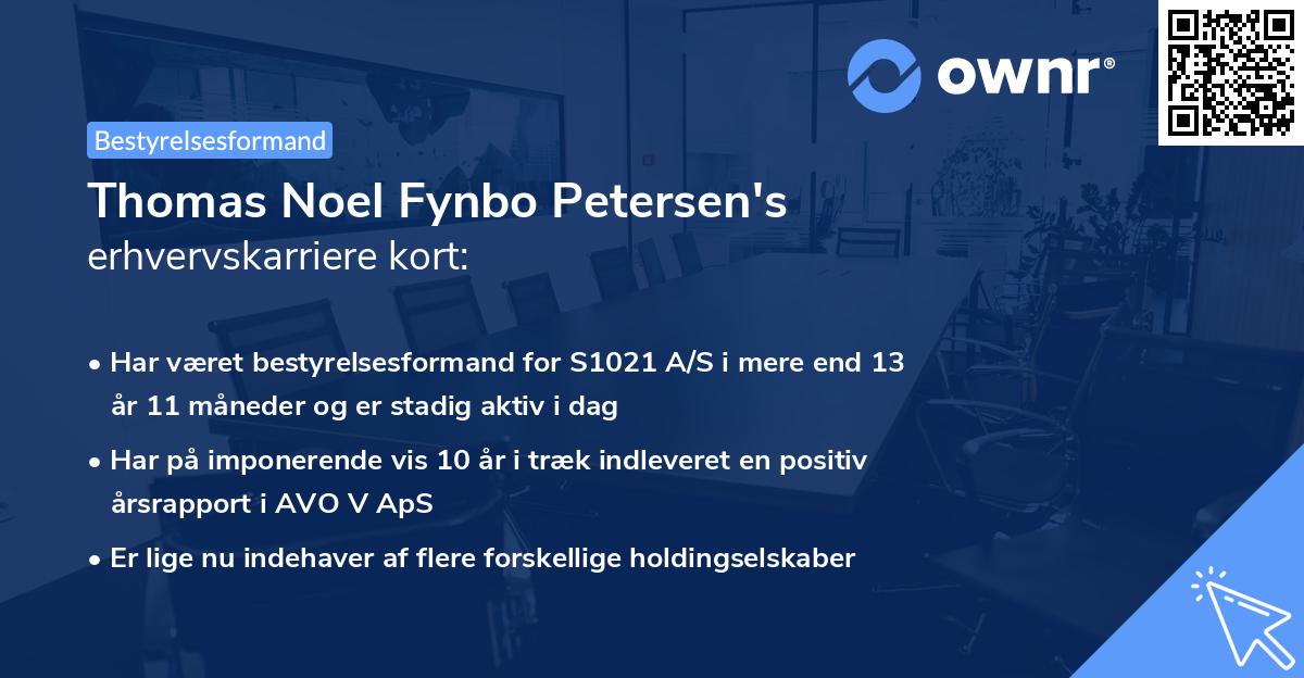 Thomas Noel Fynbo Petersen's erhvervskarriere kort