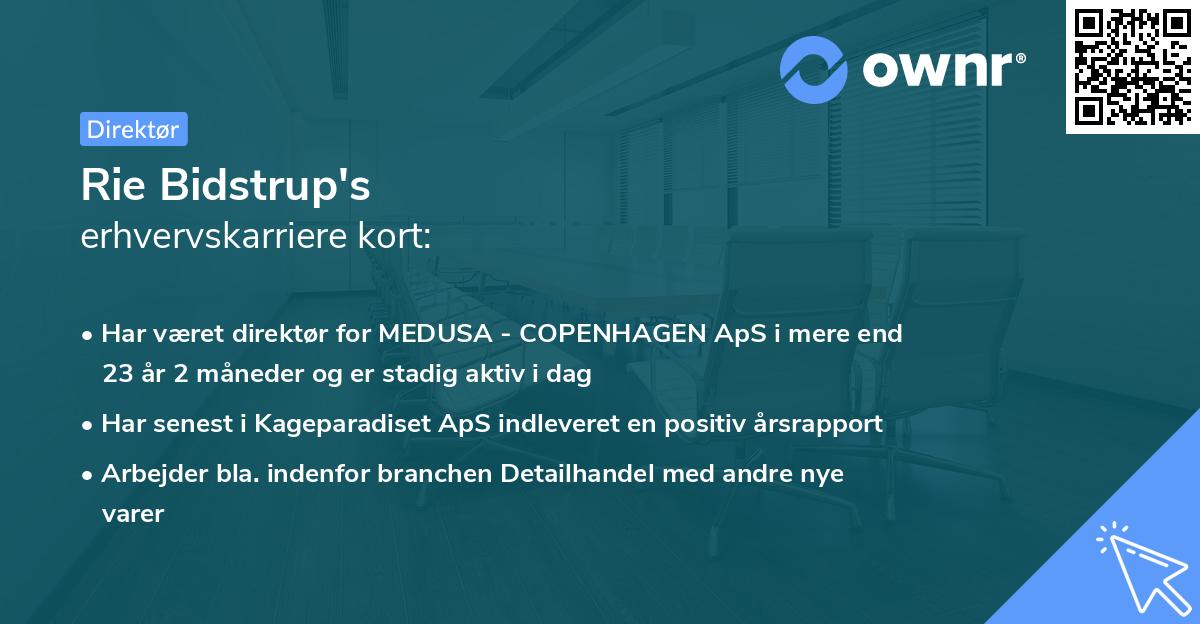 Rie Bidstrup's erhvervskarriere kort