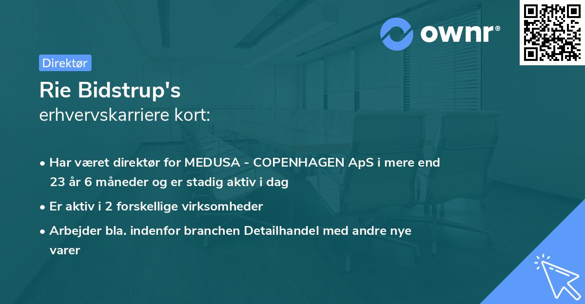 Rie Bidstrup's erhvervskarriere kort