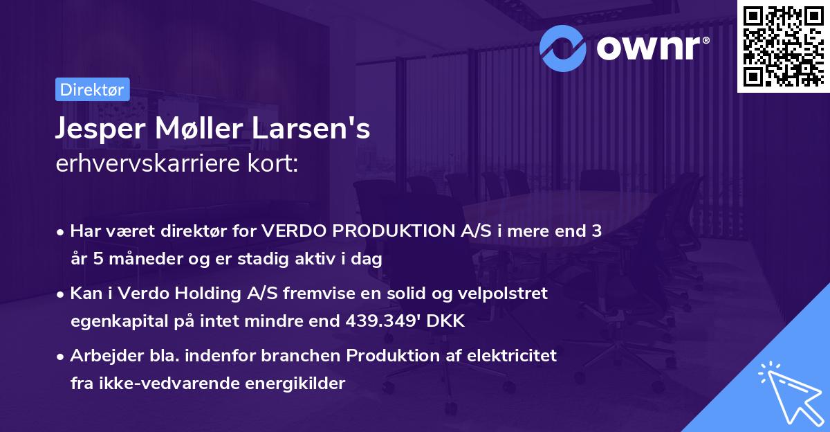 Jesper Møller Larsen's erhvervskarriere kort
