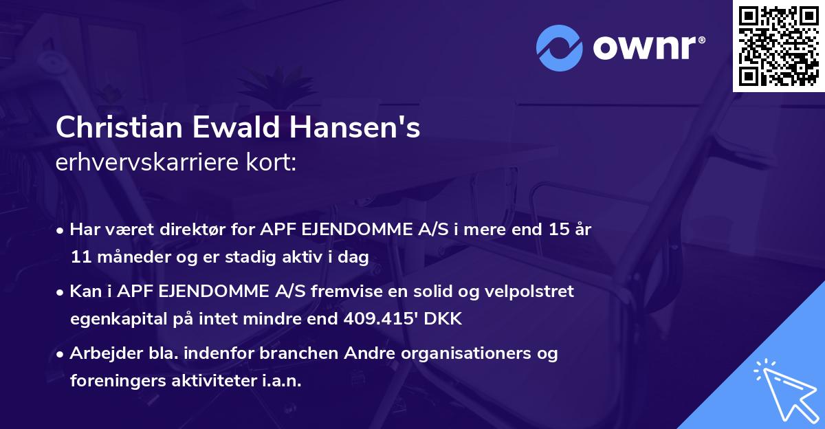 Christian Ewald Hansen's erhvervskarriere kort
