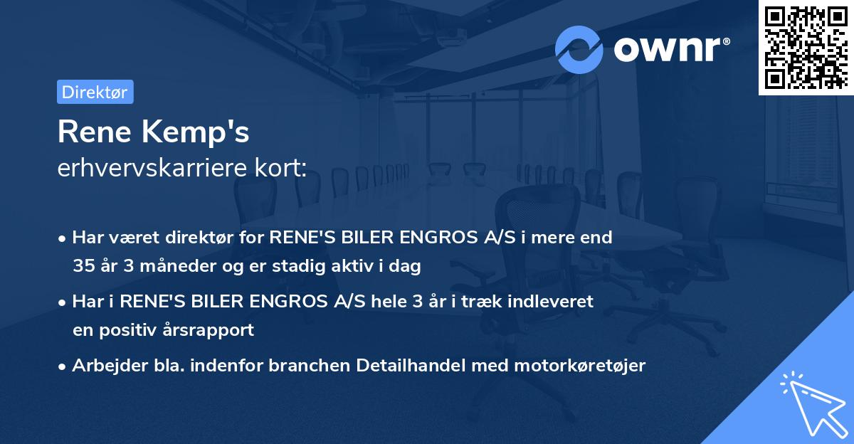 Rene Kemp's erhvervskarriere kort