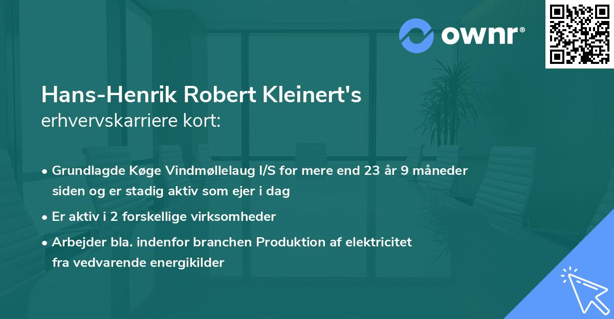 Hans-Henrik Robert Kleinert's erhvervskarriere kort