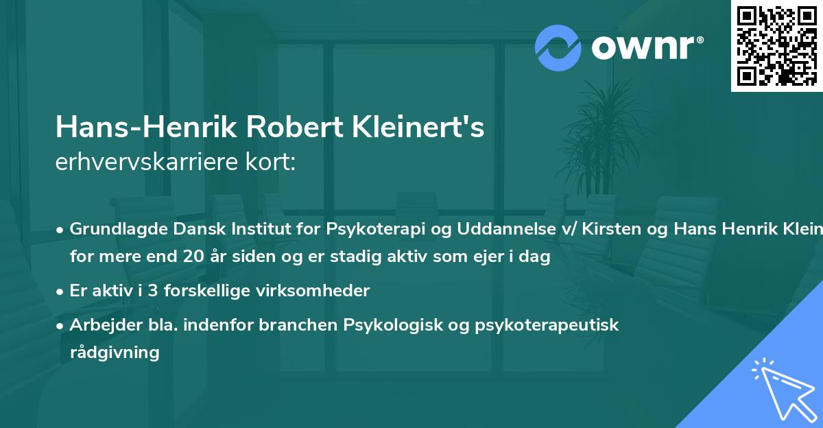 Hans-Henrik Robert Kleinert's erhvervskarriere kort