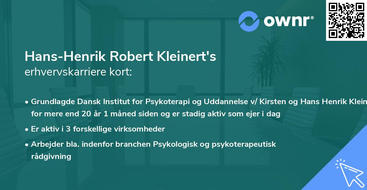 Hans-Henrik Robert Kleinert's erhvervskarriere kort