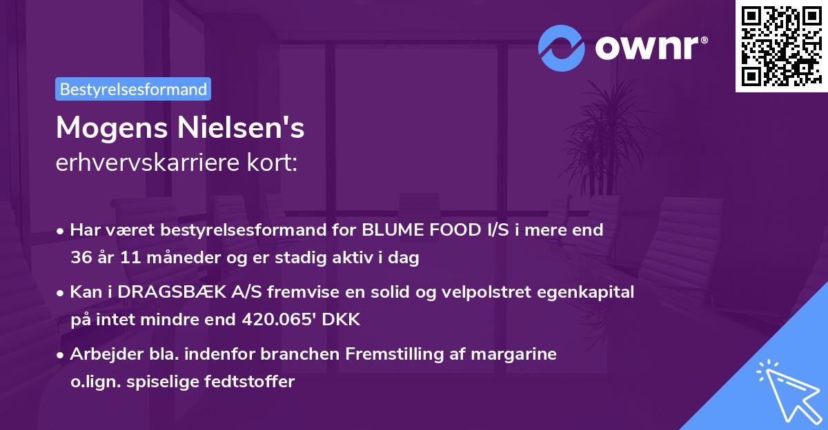 Mogens Nielsen's erhvervskarriere kort