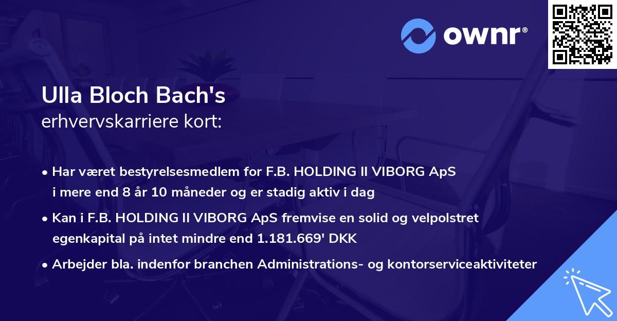 Ulla Bloch Bach's erhvervskarriere kort
